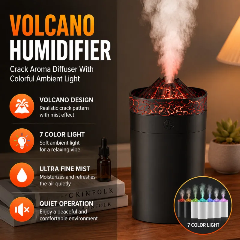 Home Humidifier Simulated Volcano Aromatherapy Machine,Quiet Operation And Smart Timer Functions For Use In Bedrooms And Offices 1