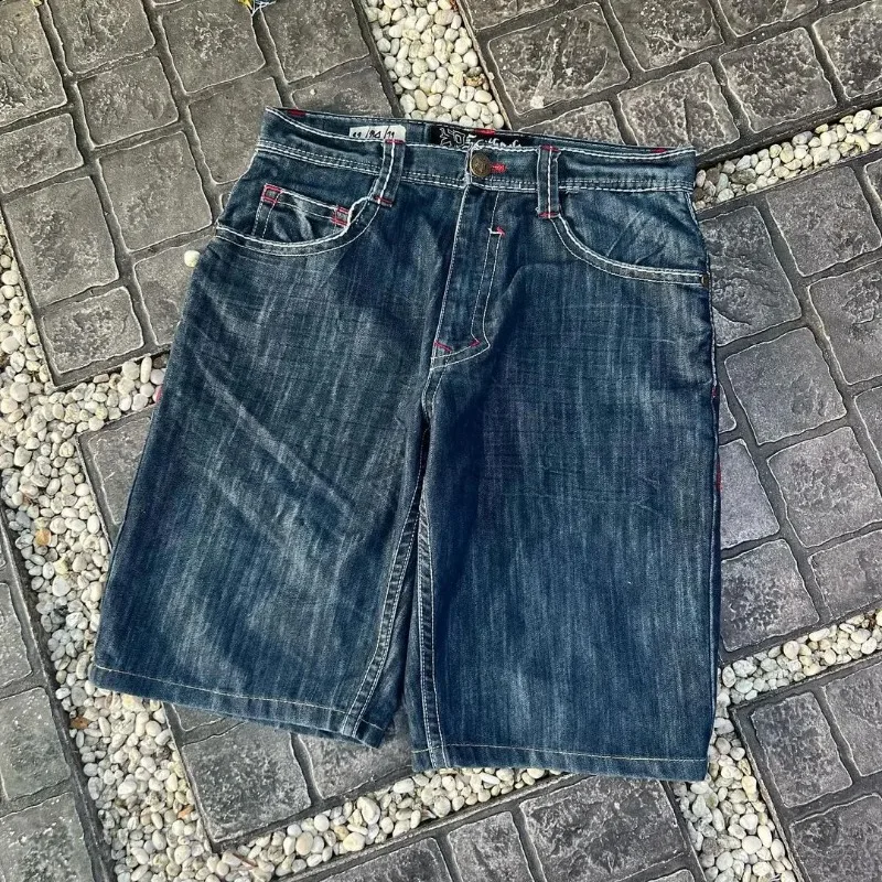 Gothic punk cross graphic print design casual denim short for men 2024 new fashion comfortable versatile casual jorts shorts y2k 6