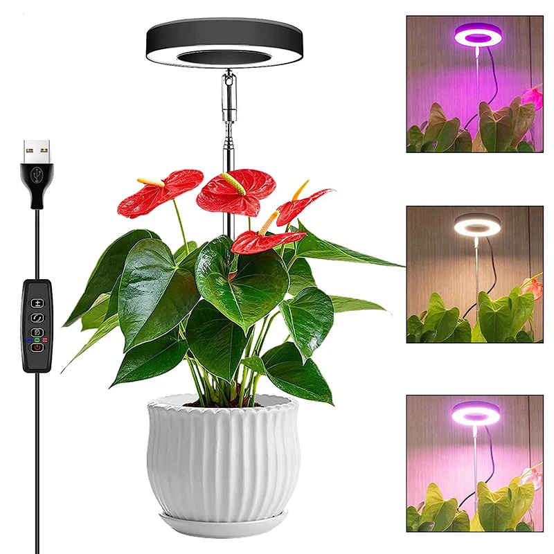 

Adjustable Grow Light Full Spectrum LED Plant Light For Indoor Plants Height Growing Lamp With Timer 3/9/12H Dimmable Brightness