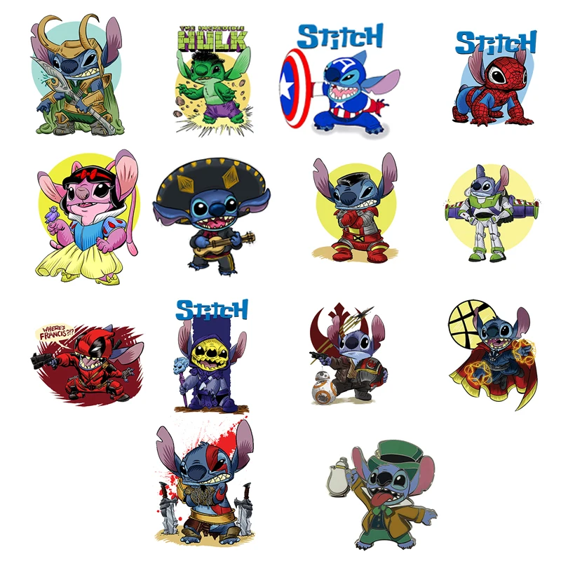 

Lilo & Stitch Disney Marvel Brand Patches for Clothing Heat Transfer Patch Garment Stickers Children Clothing Cartoon Stickers
