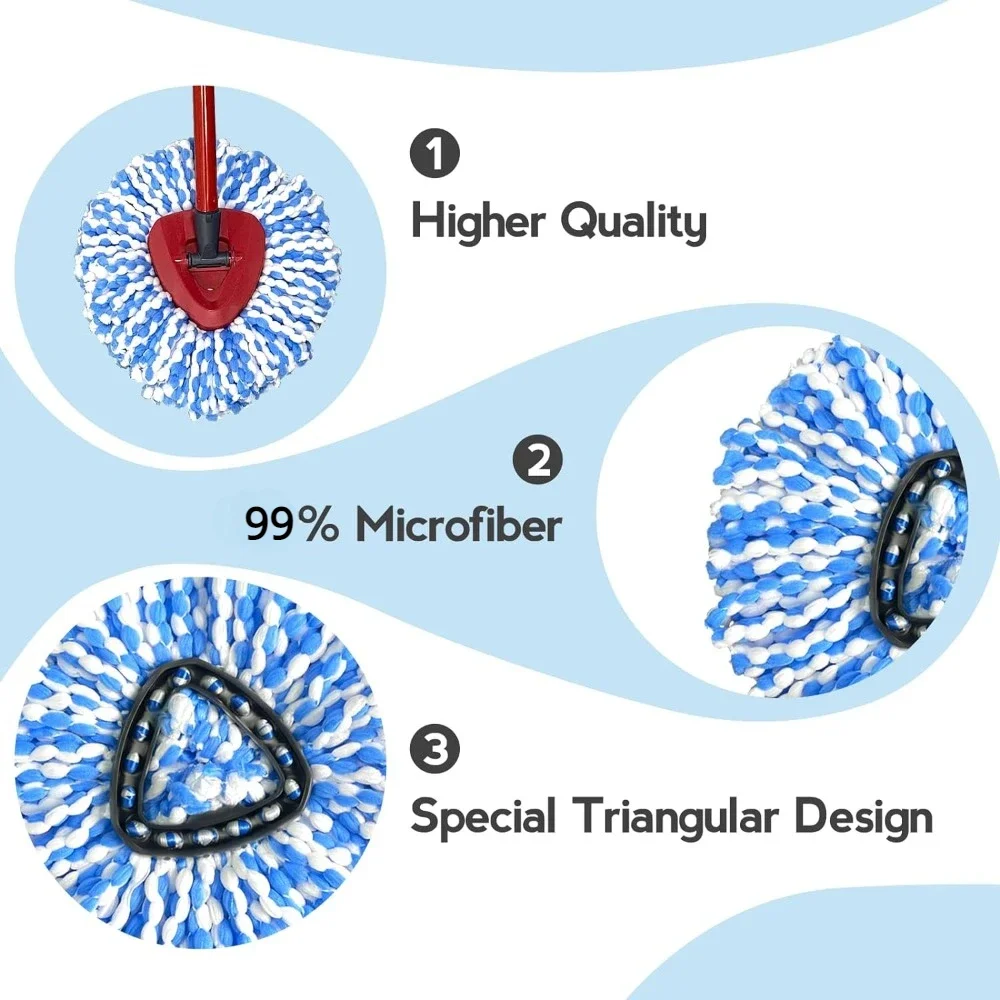 Microfiber Spin Mop Replacement Heads 3 Pack