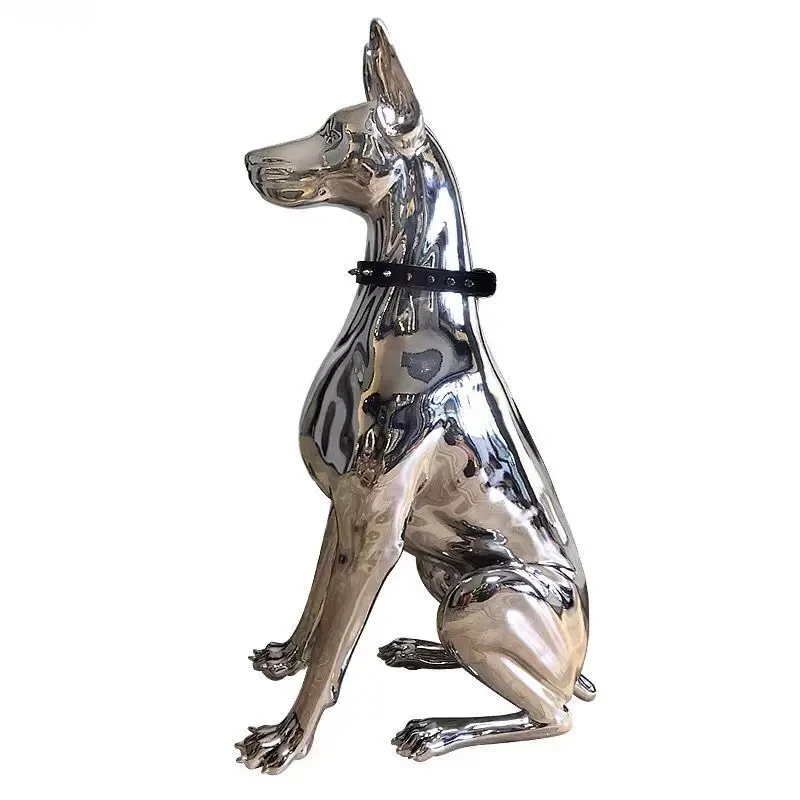 

Nordic Fashion Electroplated Dog Statue, Home Decoration, Gift, Resin Handicraft, Large Living Room Floor Sculpture