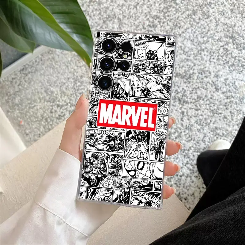 thumbnail image 1 of Marvel Comics Avengers Heros Phone Case For Samsung S24 S23 Ultra S22 S20 Plus S21 FE Clear Cases Cover Galaxy S24Ultra 5G Funda, 1 of 5