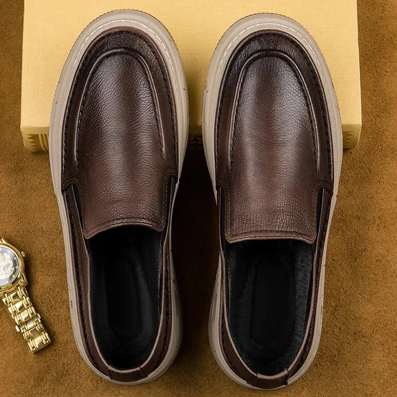 Genuine Leather Mens Shoes Business Formal Shoes Designer Casual for Men Comfy Men Dress Loafers Driving Mocassin