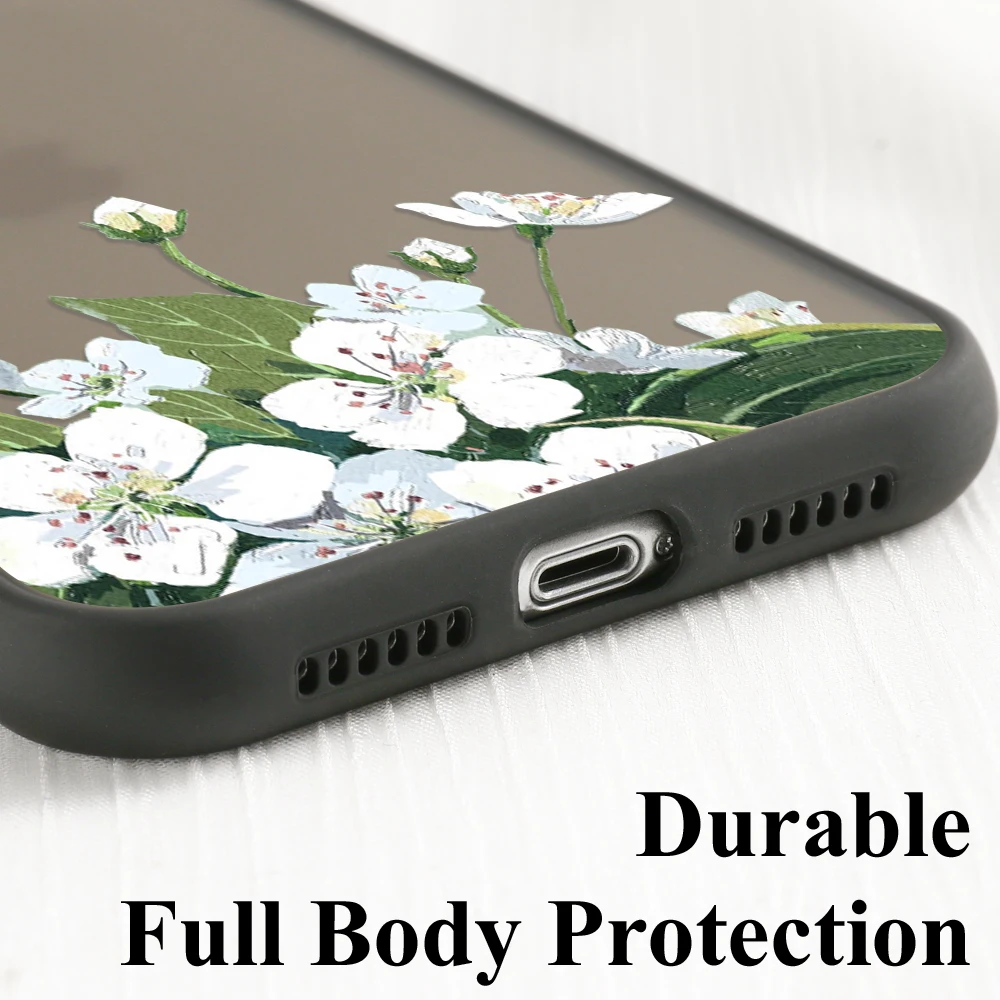 Fashion Flower Phone Case For iPhone 15 11 14 12 13 Pro Max X XR XS Max 12 13 Mini 14 15 Plus X XR XS Max Matte Shockproof Cover