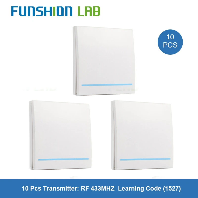 FUNSHION 10pcs 433MHz Universal Wireless Remote Control 86 Wall Panel RF Transmitter Receiver 1 2 3 Button For Home Light Switch |