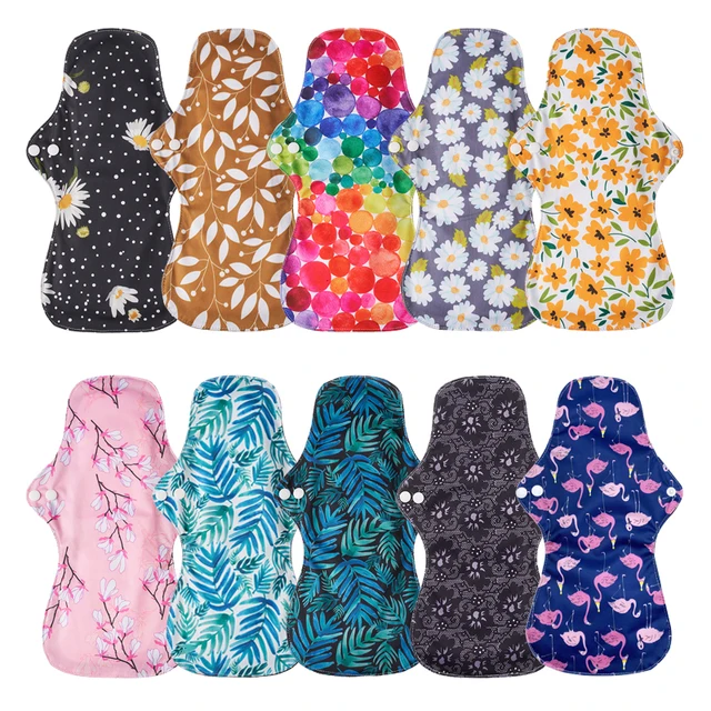 8 Bamboo Charcoal Reusable Waterproof Cloth Menstrual Pads - Heavy Flow  Sets