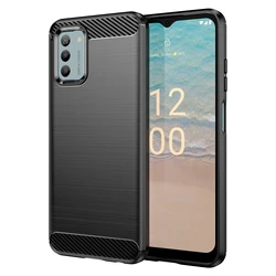 Shockproof Silicone Luxury Carbon Fiber Phone Case Bumper for Nokia G22 (Black)