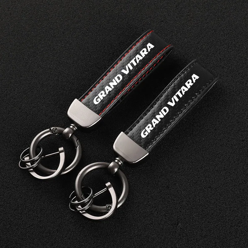 

High-Grade Car KeyChain Carbon Fiber Leather Car Key Rings Holder For Suzuki GRAND VITARA car Accessories