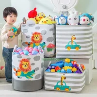 Folding Storage Basket Linen Storage Fabric Wardrobe Office Bedroom Closet Toys Laundry Basket With Handle Storage Organizer new 1