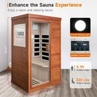 Far Infrared Sauna Home Sauna Spa Room Low-EMF Wood 800W Indoor Saunas with Control Panel and Tempered Glass Door, Room 2