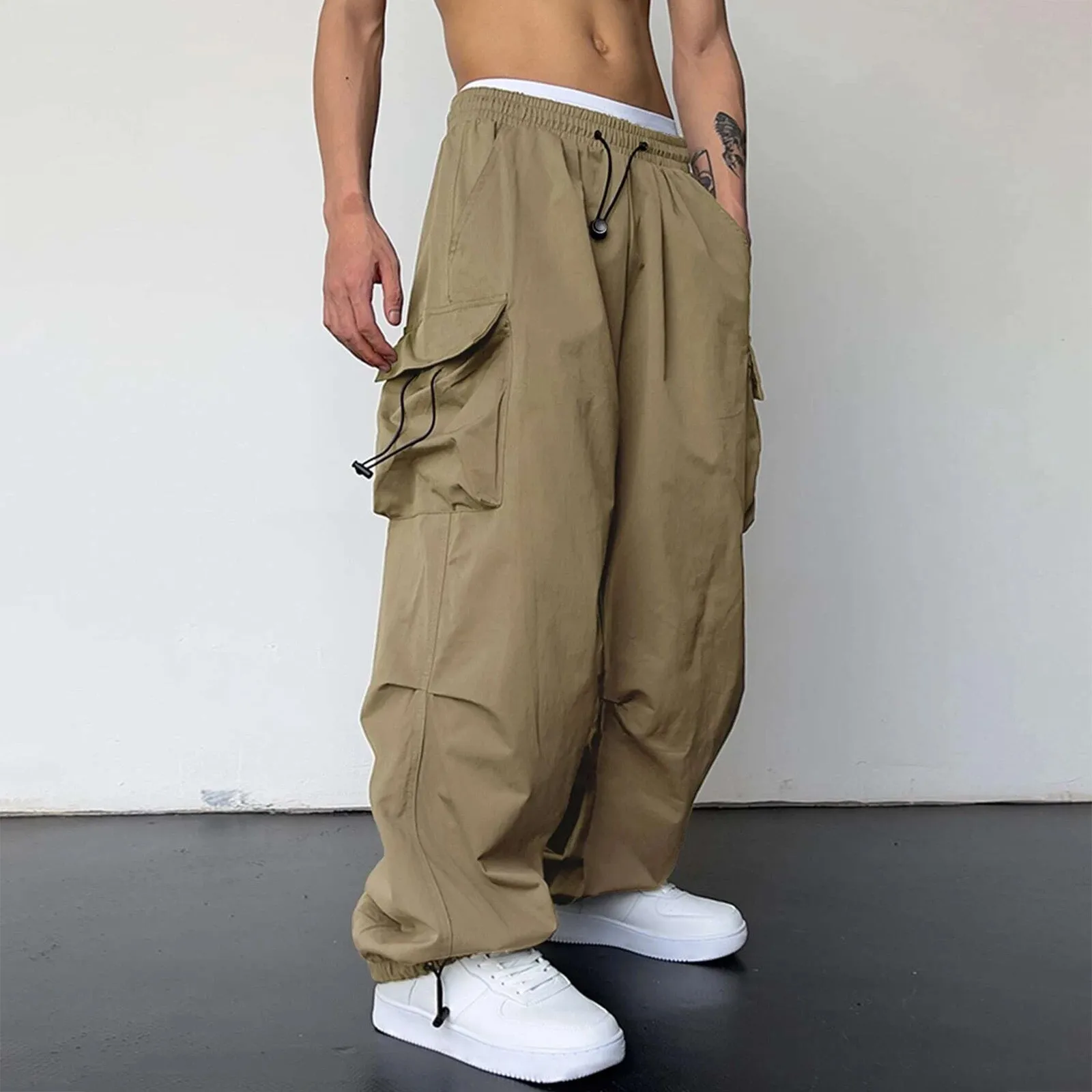 Unmatched keyword in title, cannot add bluetooth earbuds etc. Cargo Parachute Pants Men Harajuku Oversized Streetwear