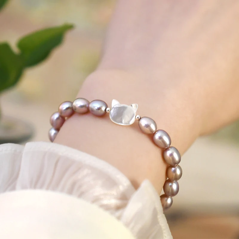 Natural Freshwater Pearl Stretch Bracelet Sweet Hand Jewelry - Temu