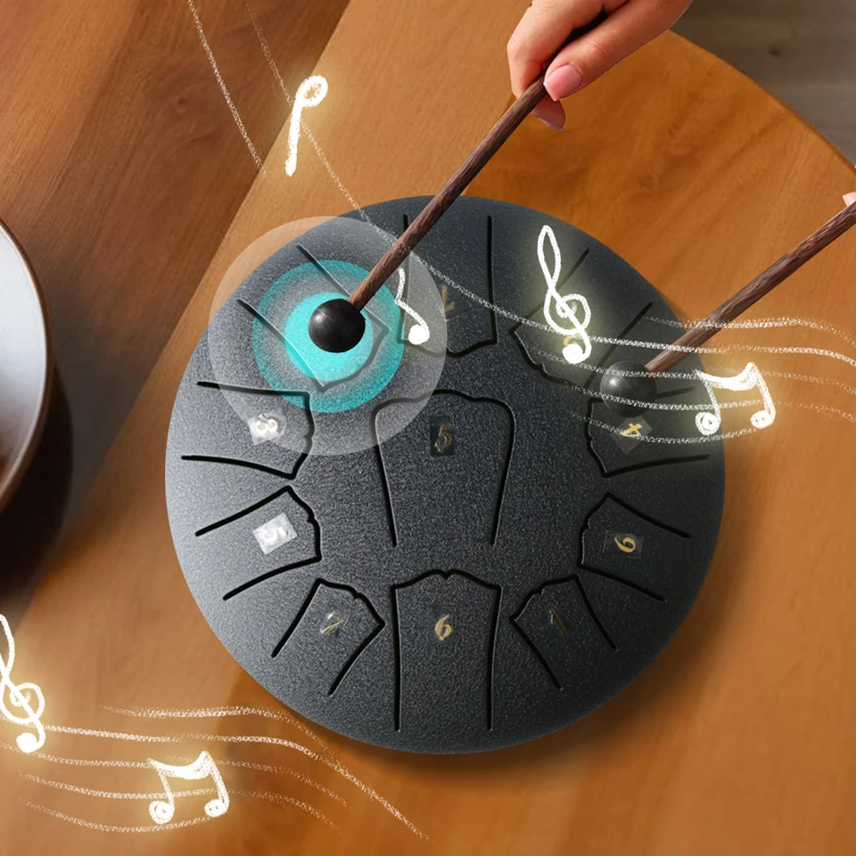 瞑想とヨガ用のミニハンドパンタングドラム、フィンガーピック