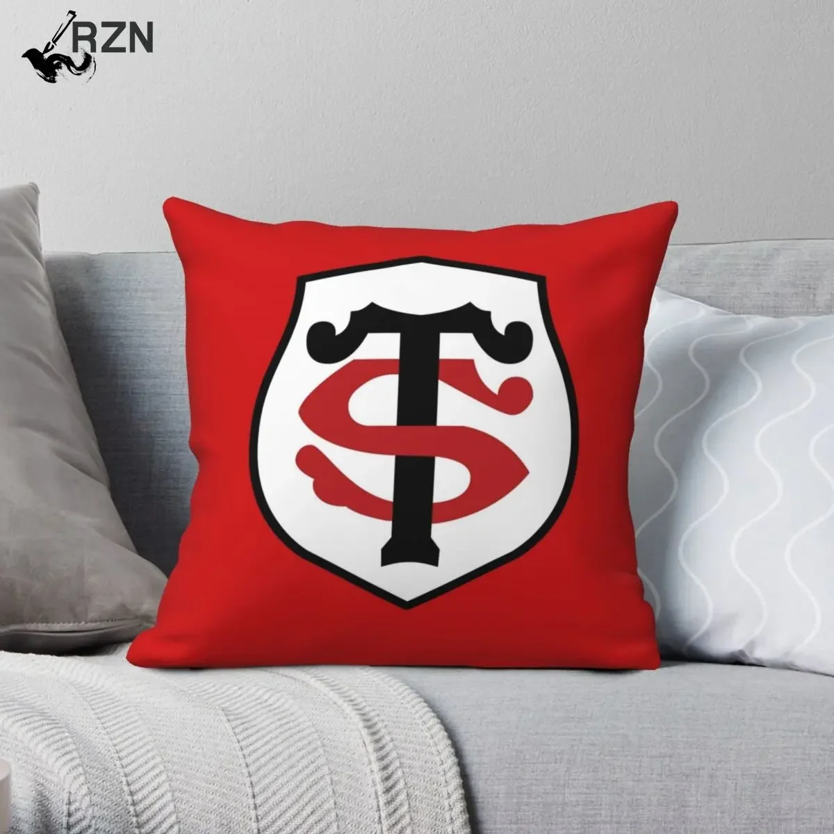 

The Stade Toulousain Square Pillowcase Polyester Linen Velvet Printed Zip Decor Pillow Case Sofa Cushion Cover