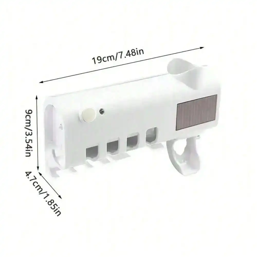 Toothbrush Sterilizer Wall Mounted Intelligent ToothBrush Sterilizer UV Free Solar Powered Cleaner Automatic Tooth paste Dispenser