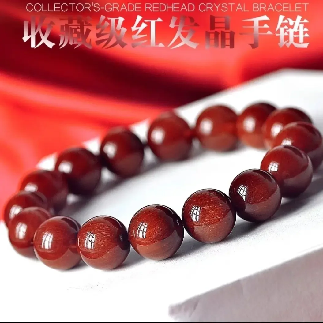 

UMQ Natural Crystal Red Hair Crystal Bracelet Female Cat Eye Titanium Crystal Fortune Lucky Everything Goes Well Hand Jewelry