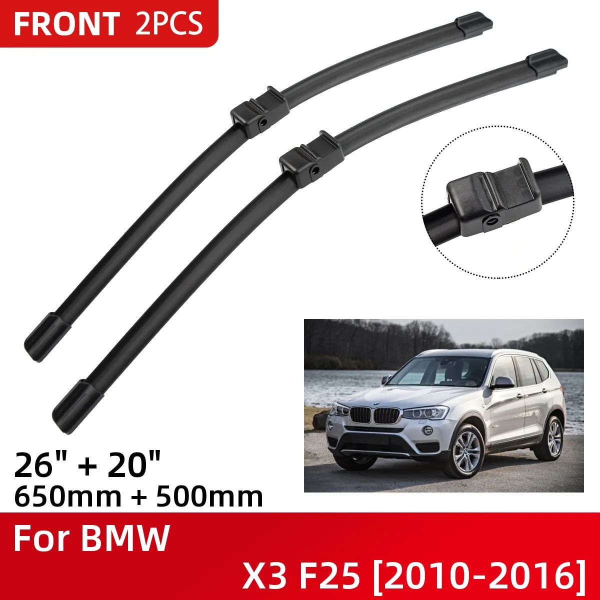 

Передние щетки стеклоочистителя для BMW X3 F25 2010-2016, лобовое стекло 26 дюймов + 20 дюймов 2010 2011 2012 2013 2014 2015 2016