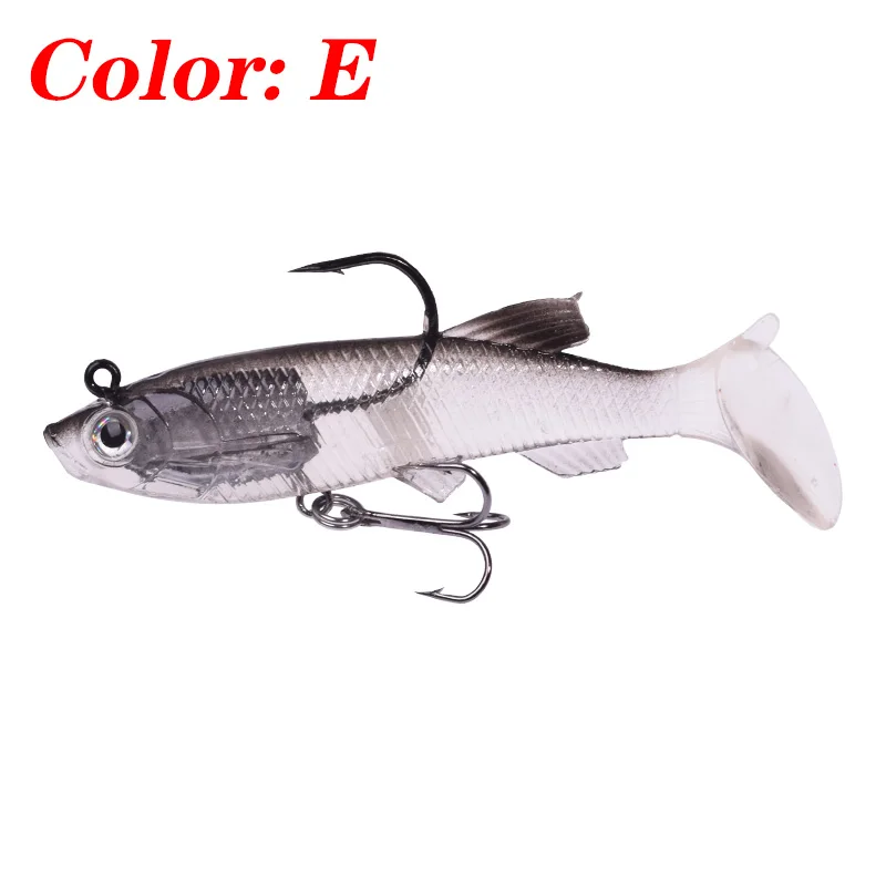 1Pcs Swim Tail Silicone Soft Bait 75mm 12g Jig Hooks Wobblers Fishing Lure  Artificial Rubber Baits for Bass Carp Spoon Tackle