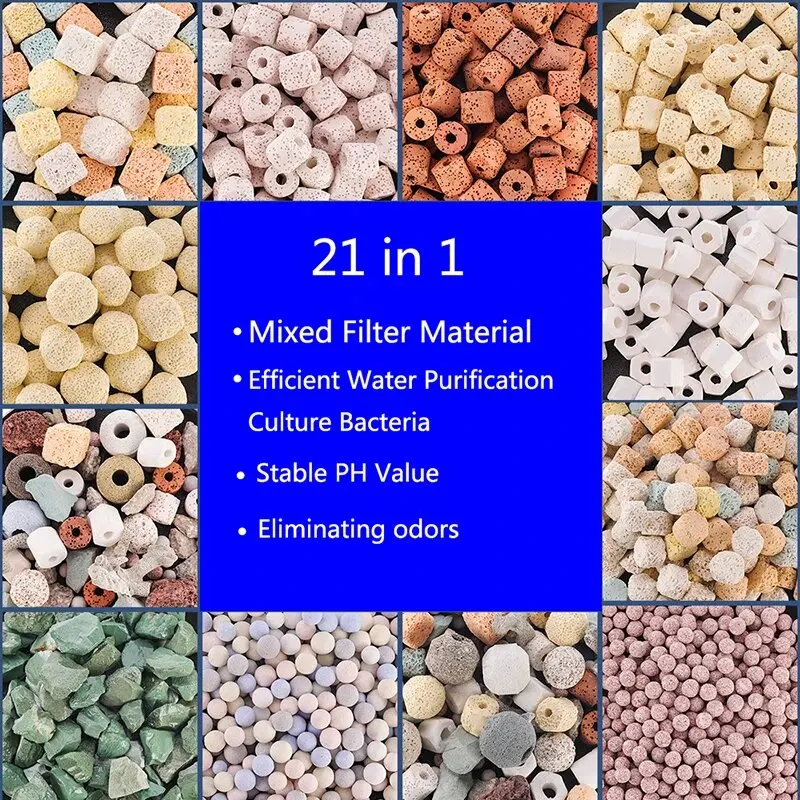 21 Types Aquarium Bio Balls Biochemical Ball Filter Media for Aquarium Filter Accessories for Fish Tank Hot Sale 250g 500g 1000g 1