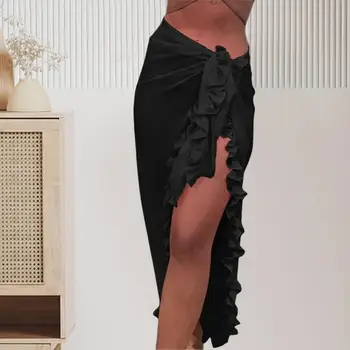 섹시한 중간 종아리 길이 숙녀 비키니 스커트, 불규칙한 여름 해변 스커트, 부드럽고 얇은 여름 해변 스커트, 수영장 파티 의류