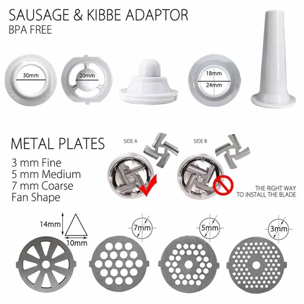 Heavy Duty 3200Watts Large Kitchen Stainless Steel Multi-function Electric Meat Grinder Sausage Maker Filler Mincer Stuffer 5