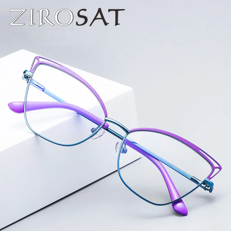 ZIROSAT 3038 광학 안경 합금 프레임, 처방 안경 Rx, 여성 에일 안경