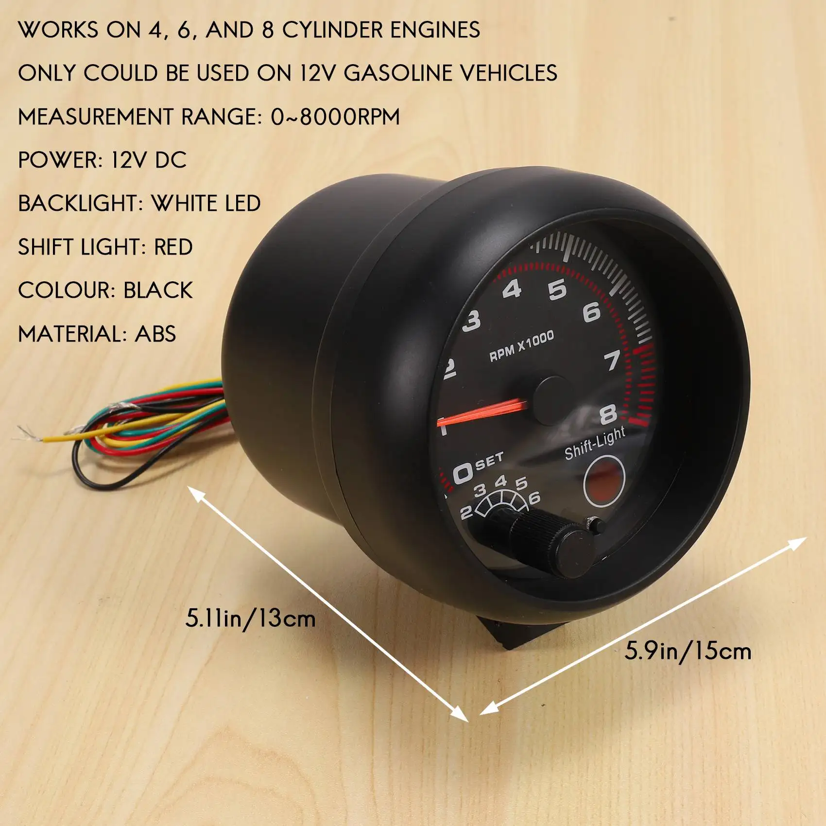  3.75 ġ 12V  LED Ʈ Ÿڹ , ڵ ָ ڵ   Ʈ Ʈ , 0-8000 RPM
