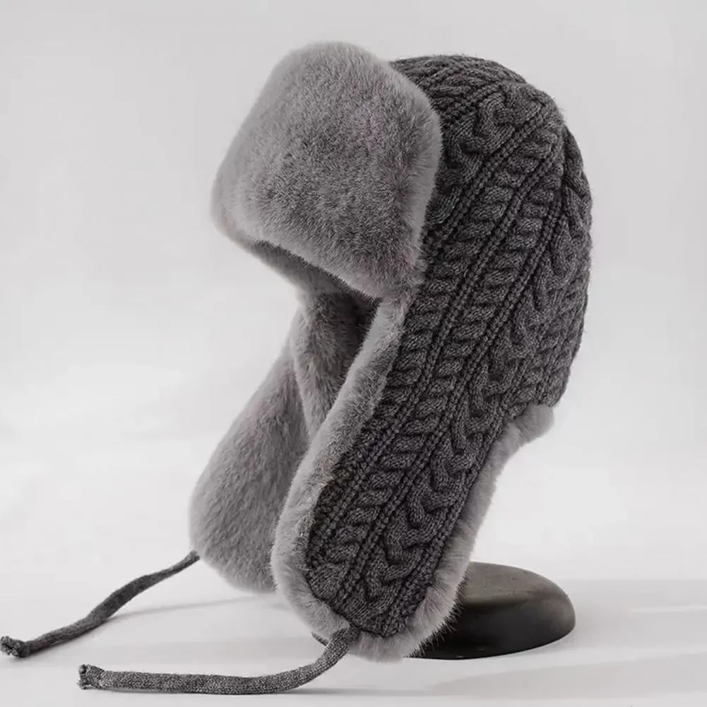 

Winter Hat Women's Winter Lei Feng Hat with Plush Lining Lanyard Design for Thickened Thermal Protection Ear Warmth