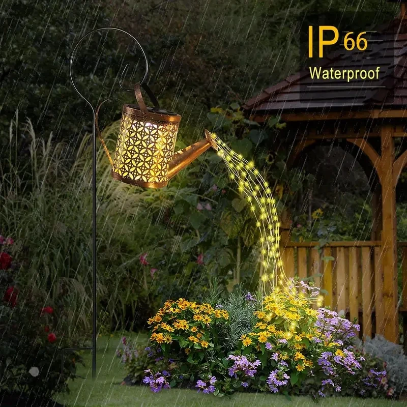 SolarWateringCanLightsLEDOutdoorMetalWaterproofHangingLantern