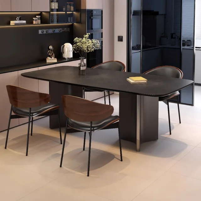 Black Small Chairs Table Centerpiece Design Nordic Modern Kitchen Dining Table Set Restaurant Mesas De Comedor Home Furniture 2