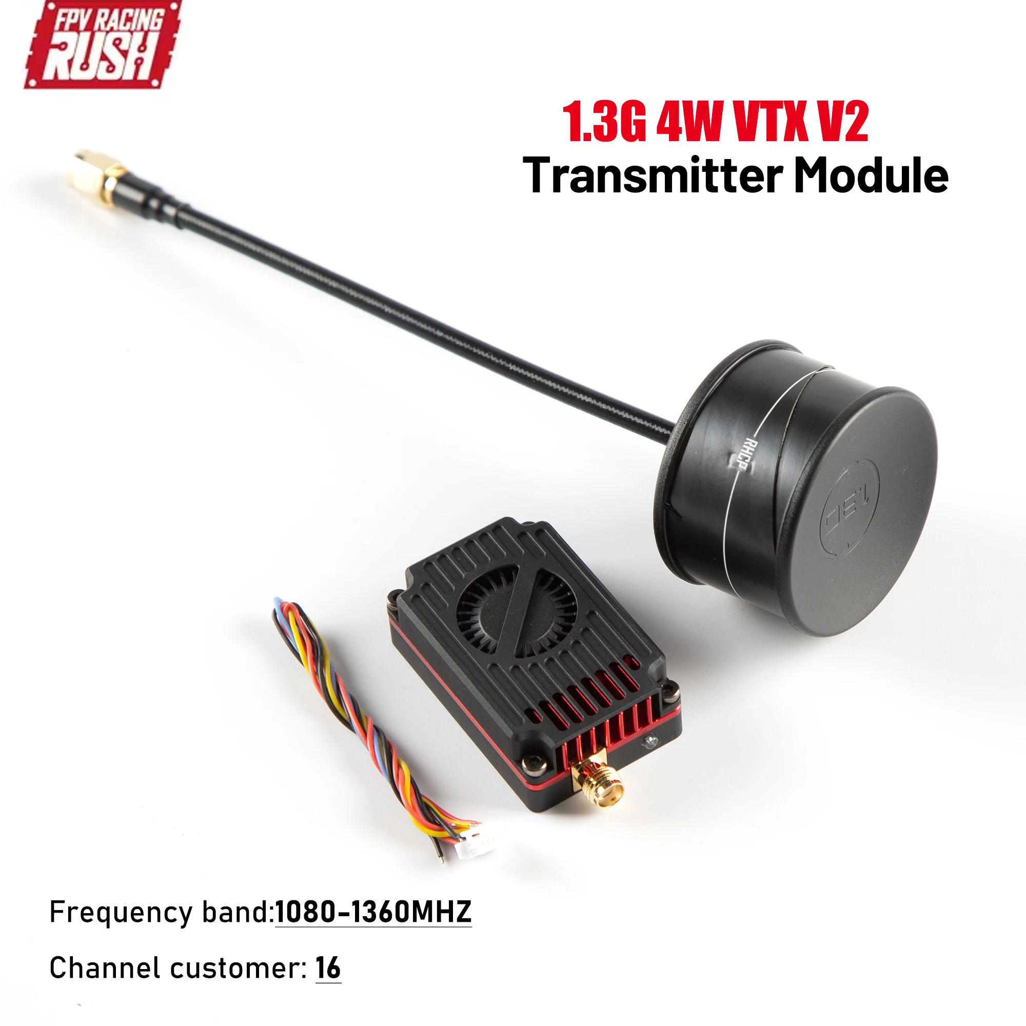 RUSHFPV 1.3G 4W V2 VTX 16CH Transmetteur Vidéo pour RC FPV