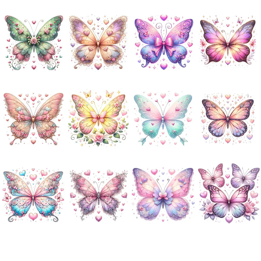 12pcs Butterflies DIY UV DTF Cup Wrap Transfer Sticker Glass Coffee Mugs Greeting Cards School Handmade Birthday Party Decor dtf transfer sticker