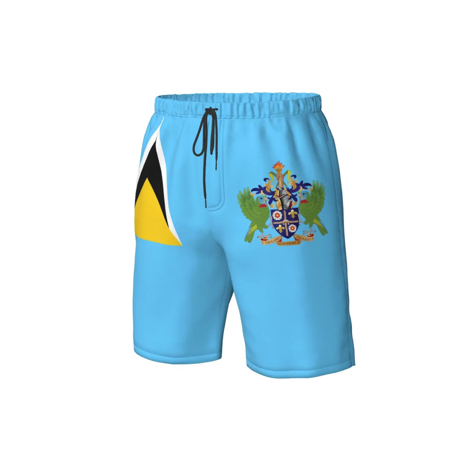 Men's Saint Lucia Flag Beach Pants Shorts Surfing M-2XL Polyester Swimwear Running 5