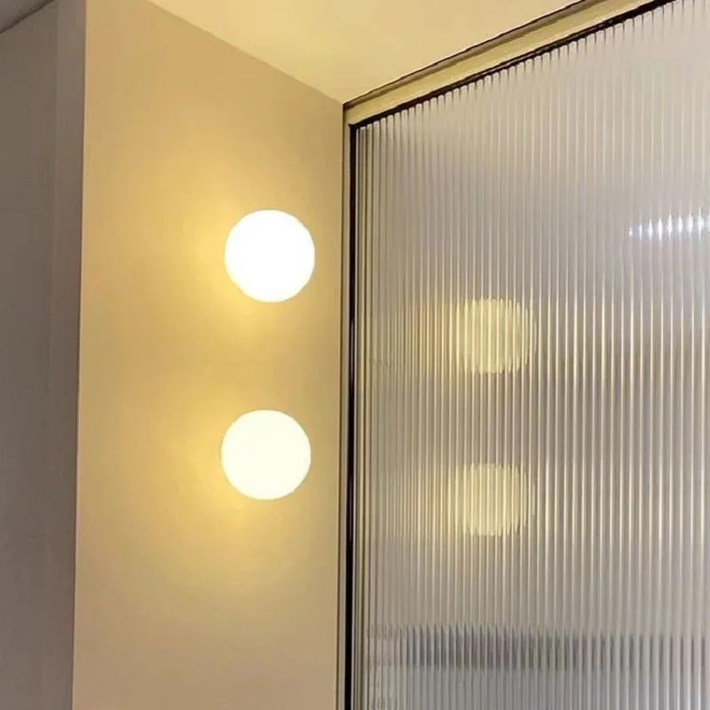 LED Sphere Glass Wall Lamp Minimalist Designer Living Room Background Wall Lamp Bathroom Sphere Bedroom Bedside
