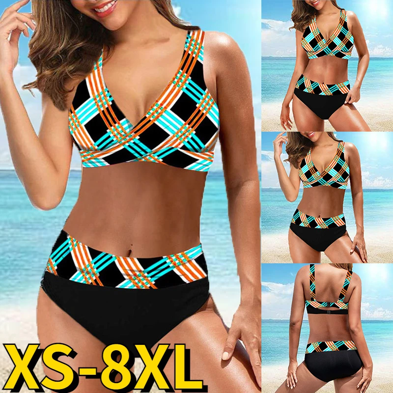 

2023 New Women Summer Two Piece Tankini Set New Design Printing Swimsuit Sexy Bikini Monkini Set Fashion Print Beachwear XS-8XL