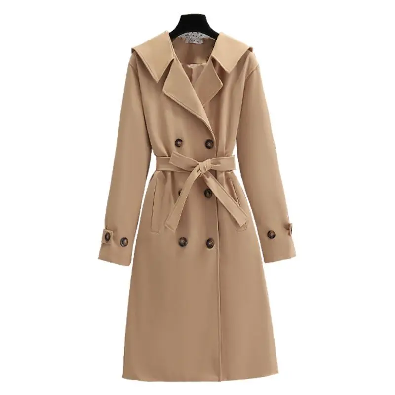 2023 New Spring and Autumn Long Jacket Age Reducing Coat Women's Loose Lace Up Slim and Elegant Women's Coat