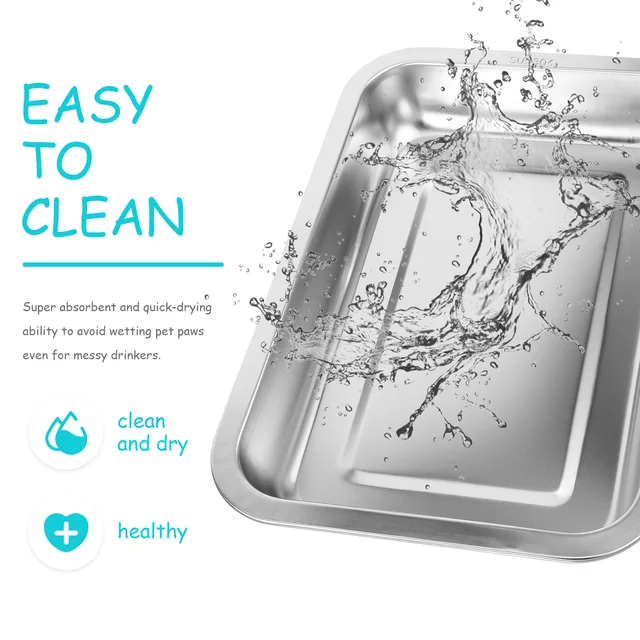 Stainless Steel Cat Litter Box Large Metal Tray Non Deformable Stable Open Type Litter Tray for Cats Open Type Cat Toilet 5