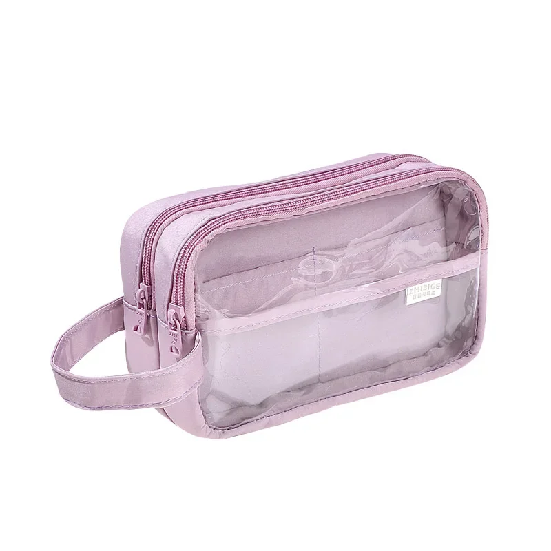 Pencil Cases Simplicity Pencil Case for Kid Fashion Korean Solid Color Pencil Pouch Transparent Large Capacity Stationery Bag School Supplies