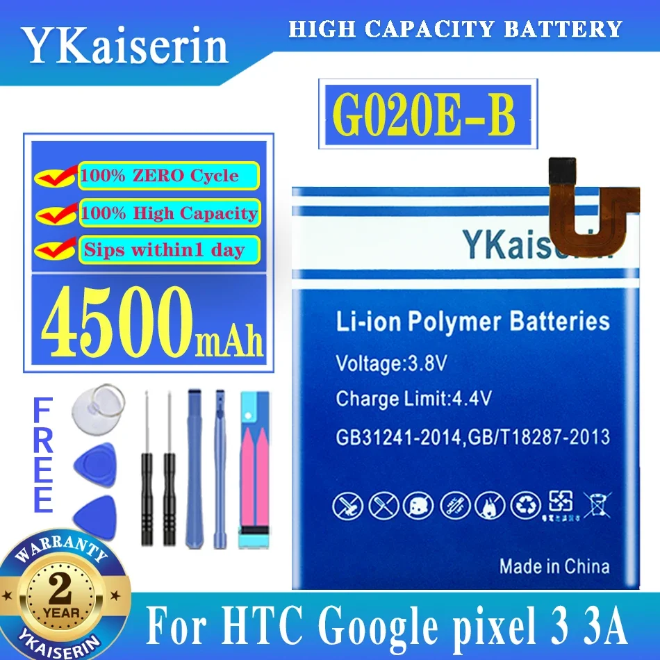 

Аккумулятор ykaisсеребрин G020E-B 4500 мАч для HTC Google Pixel 3A Pixel 3 lite Pixel 3 Lite, аккумулятор + код отслеживания