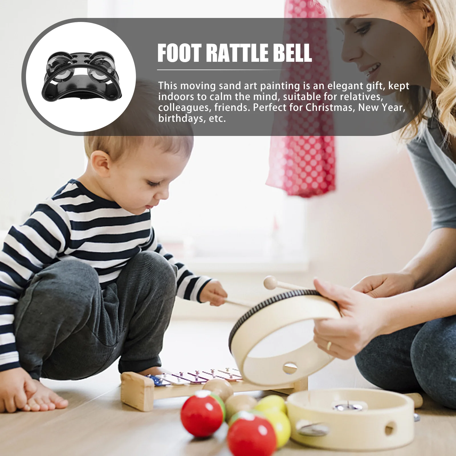 Plastic Alloy Foot Rattle Music Toys Tambourine Percussion Instrument Child Service Life Sound Attracts Baby