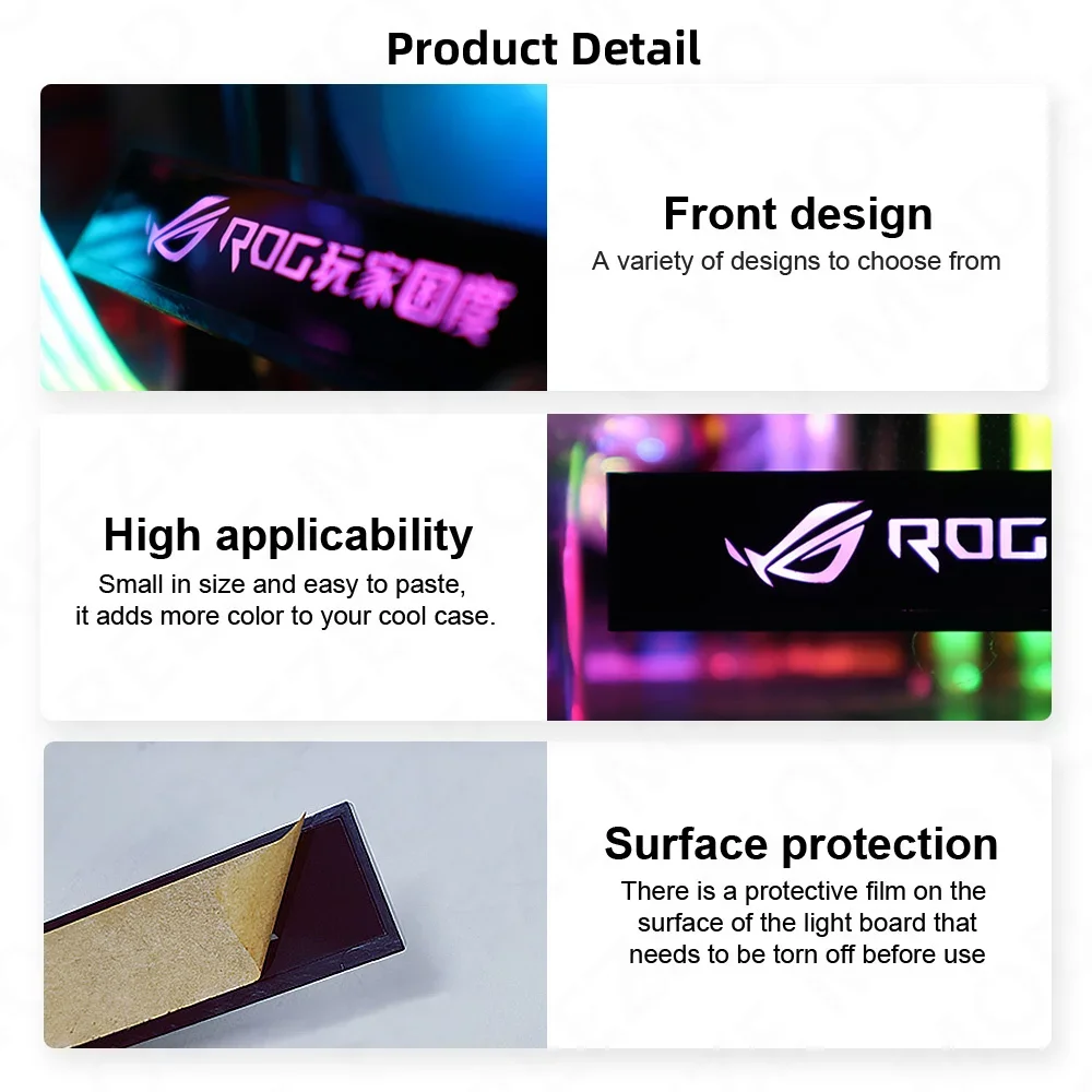 Zemod-mini Vga Painel Gabinete Gamer de Luz Lateral 5v 3pin A-rgb Placa Gráfica Placa de Identificação Luminosa pc Case Decorativa Aura Sync - Imagem 6