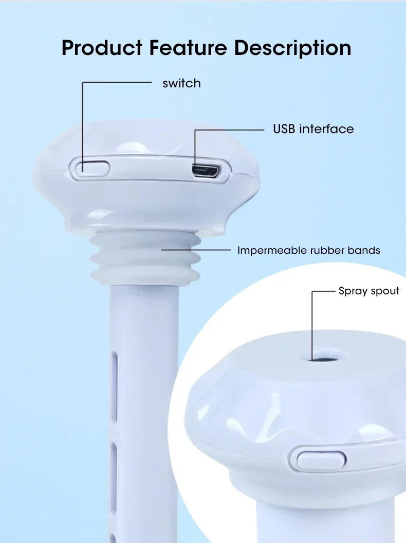 Description Picture 5 of itemMini Air Humidifier No Water Bottle Needed Adjustable Length Quiet and Convenient Recharge Humificador for Office Bedroom Car