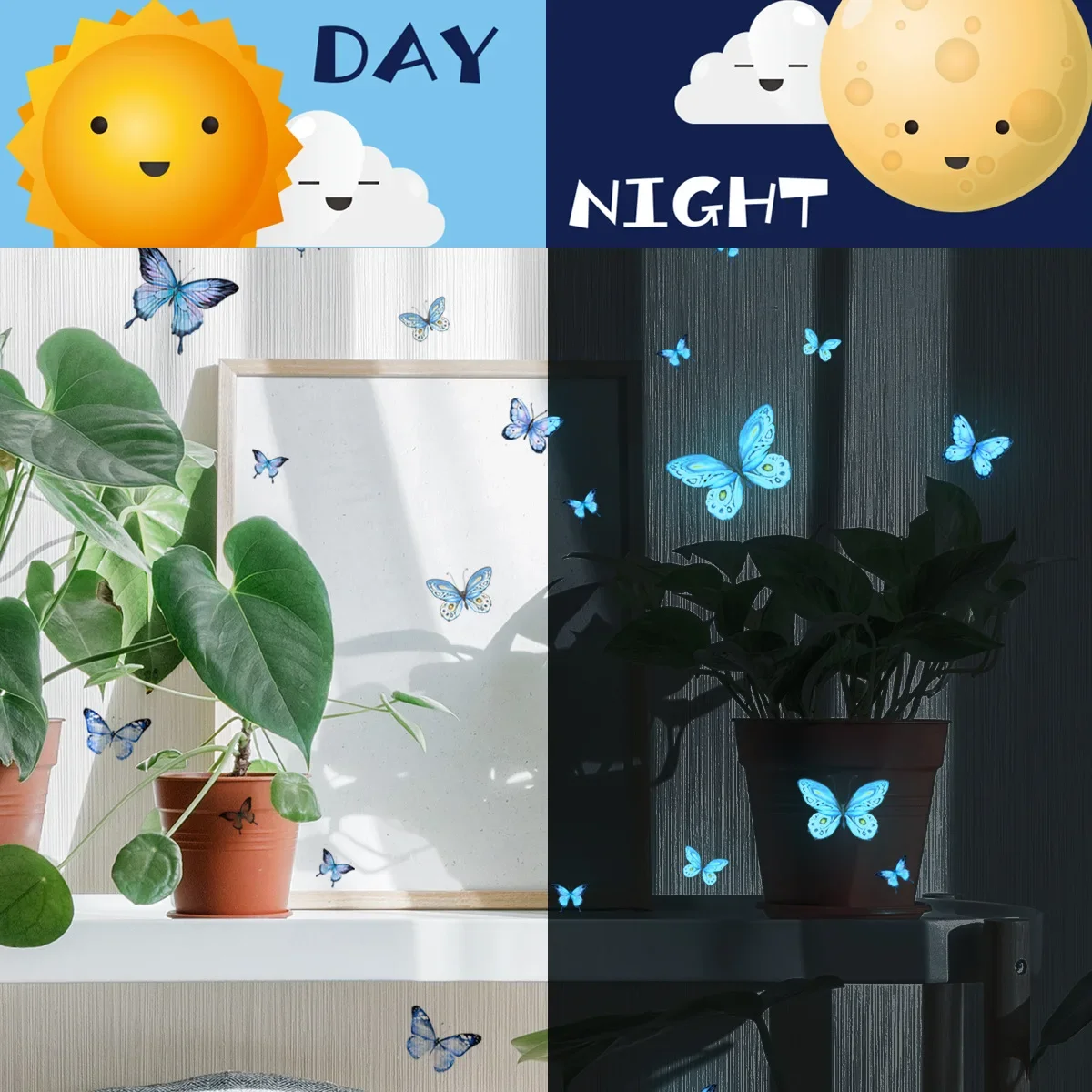 Luminous Wall Stickers Butterfly Stars Wall Sticker Decor for Child Room Bedroom