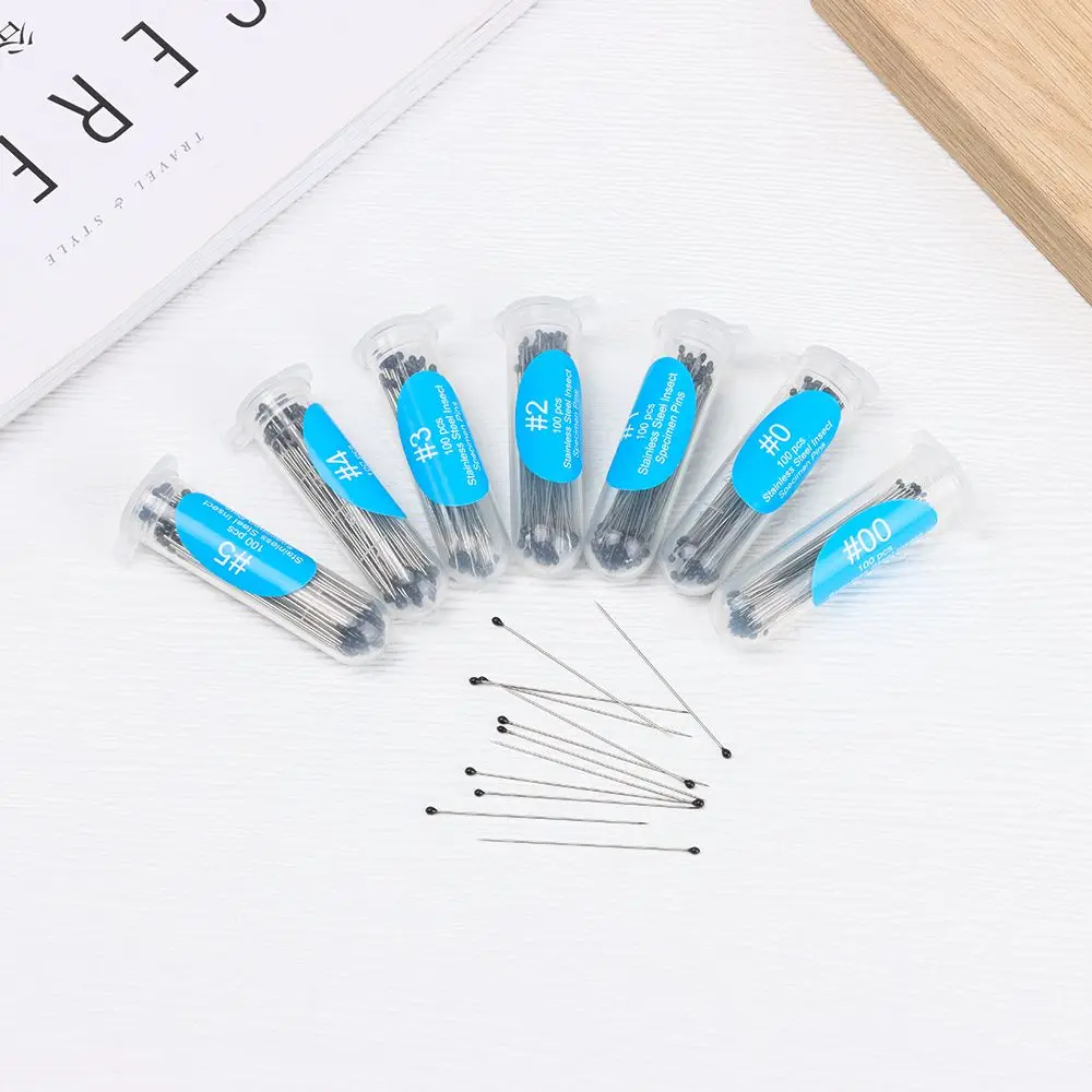 Sewing pins 100Pcs stainless steel specimen pins high hardness needle good flexibility sharp tip entomology education lab accessories