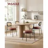Dining Chairs, Set of 2 Dining Room Chair with Boho PE Rattan Back, Synthetic Leather Upholstered Accent Chairs 2