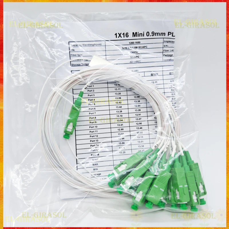 10 PCS/Lot 1X2 1X4 1X8 1X16 PLC SC/APC SM Single Mode 0.9mm G657A1 1m FTTH Fiber Optic Splitter