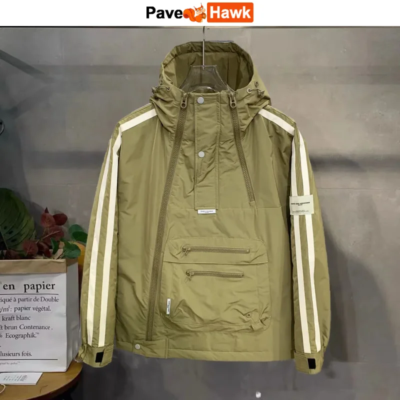 

Cargo Hooded Jackets Men Women Zipper Multiple Pockets Bomber Coats Patchwork Casual Spring Autumn Loose Sports Jacket Couple