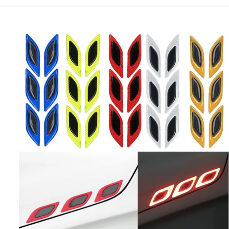 자동차 반사 스트립 탄소 섬유 자동차 스티커, 트럭 자동차 모터, 스크래치 방지 안전 경고 스티커, 6 개