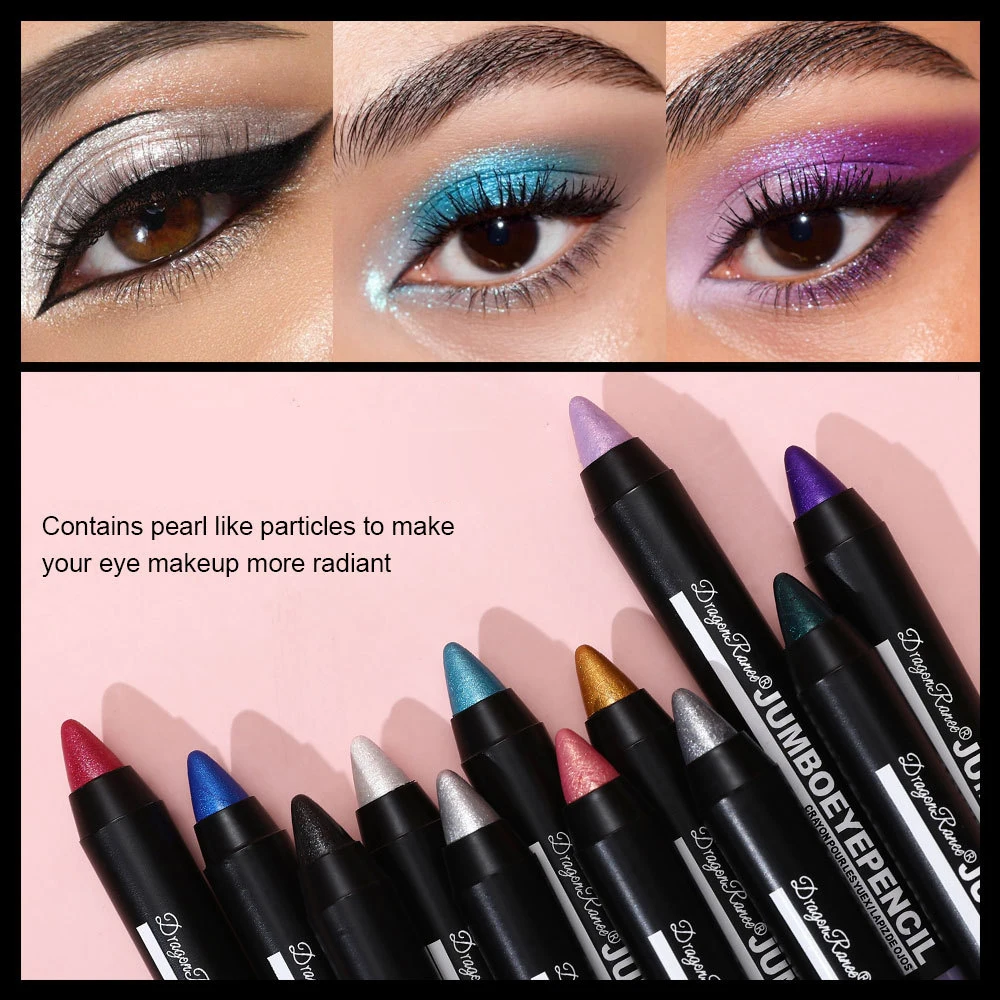 Smoky Dark Green Eyeshadow Pencil Stick Waterproof Pearlescent 12 Colors Metallic Glitter Eye Shadow Highlighter Pen Makeup Tool 4